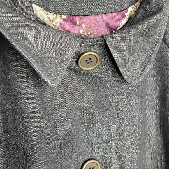 Christopher & Banks Denim Jacket lined with pleated back 3 quarter sleeves XL - Picture 6 of 12